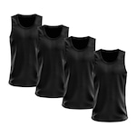 Kit Camisetas Regata Dellas Fit Lisa Básica Dry - Masculina - 4 Unidades PRETO