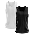 Kit Camisetas Regata Dellas Fit Lisa Básica Dry - Masculina - 2 Unidades PRETO/BRANCO