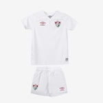 Kit Clube do Fluminense Oficial 2 2022 Umbro: Camisa + Calção - Infantil BRANCO