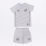 Kit Clube do Santos Oficial 1 2021 Umbro: Camisa + Calção - Infantil BRANCO