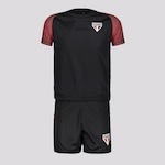 Kit Uniforme do São Paulo Hero Escudo: Camisa + Calção - Infantil PRETO