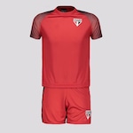 Kit Uniforme do São Paulo Hero Escudo: Camisa + Calção - Infantil VERMELHO