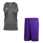 Kit Penalty: Camiseta Regata X + Bermuda - Masculino CINZA/ROXO