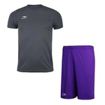 Kit Penalty: Camiseta X + Calção - Masculino CINZA/ROXO