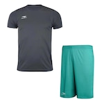 Kit Penalty: Camiseta X + Calção - Masculino VERDE/CINZA