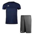 Kit Penalty: Camiseta X + Calção - Masculino CINZA/AZUL ESC