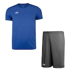 Kit Penalty: Camiseta X + Calção - Masculino AZUL/CINZA