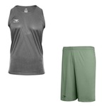 Kit Camiseta Regata Penalty X + Calção Penalty X - Masculino CINZA/VERDE