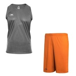 Kit Camiseta Regata Penalty X + Calção Penalty X - Masculino CINZA/LARANJA