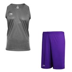 Kit Camiseta Regata Penalty X + Calção Penalty X - Masculino CINZA/ROXO