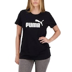 Camiseta Feminina Puma Manga Curta Essentials Logo Tee PRETO/BRANCO