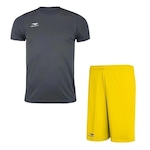 Conjunto Penalty X com Camiseta + Calção - Infantil CINZA/AMARELO