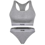 Conjunto Puma com Tops Fitness com Bojo + Calcinha - Feminino CINZA