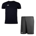 Kit de Futebol Penalty X: Camiseta + Calção Plus Size - Masculino PRETO/CINZA