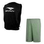 Conjunto de Futebol Penalty: Colete + Calção Penalty X - Masculino PRETO/VERDE