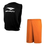 Conjunto de Futebol Penalty: Colete + Calção Penalty X - Masculino PRETO/LARANJA