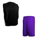 Conjunto de Futebol Penalty: Colete + Calção Penalty X - Masculino PRETO/ROXO