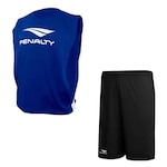 Conjunto de Futebol Penalty: Colete + Calção Penalty X - Masculino AZUL/PRETO