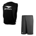 Conjunto de Futebol Penalty: Colete + Calção Penalty X - Masculino PRETO/CINZA