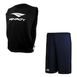 Conjunto de Futebol Penalty: Colete + Calção Penalty X - Masculino PRETO/AZUL ESC