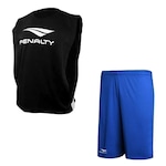 Conjunto de Futebol Penalty: Colete + Calção Penalty X - Masculino AZUL/PRETO