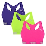 Kit Tops Puma Nadador sem Costura - 3 Unidades - Feminino ROXO/VERDE