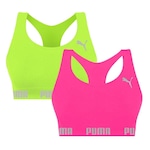 Kit Tops Fitness Puma Nadador sem Costura - 2 Unidades - Feminino VERDE/ROSA