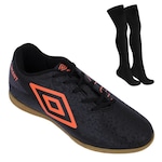 Chuteira Futsal Umbro Adamant - Infantil + 1 Par de Meião PRETO