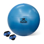 Kit Bola de Pilates Muvin - 65Cm + Luvas Musculação - Adulto AZUL