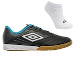 Chuteira Futsal Umbro Tocco III Club + 1 Par de Meias - Adulto PRETO/AZUL