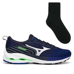 Tênis Mizuno Wave Vitality 5 Corrida + Meia Color Sports - Masculino AZUL ESC/AZUL