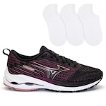 Tênis Mizuno Wave Vitality 5 + 3 Pares de Meias Color Sports - Feminino Preto/Coral