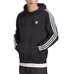 Blusão de Moletom com Capuz adidas Adicolor Classics 3 Stripes - Masculino PRETO/BRANCO