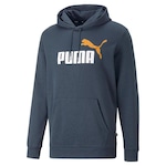 Blusão de Moletom com Capuz Puma Canguru Ess+ 2 Col Big Logo Dark Night - Masculino AZUL