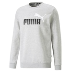 Blusão de Moletom Puma Careca Ess+ 2 Col Big Logo Heather - Masculino CINZA