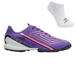 Chuteira Society Umbro Chrome + Meias - Adulto Roxo/Rosa