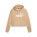 Blusão de Moletom com Capuz Puma Cropped Ess Logo Hoodie Fl - Feminino Bege/Branco