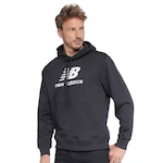 Blusão de Moletom com Capuz New Balance Essentials Basic - Masculino PRETO/BRANCO