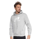 Blusão de Moletom com Capuz New Balance Essentials Basic - Masculino CINZA CLA/BRANCO