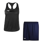 Kit Camiseta Regata Penalty X + Calção - Feminino PRETO/AZUL ESC