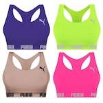 Kit Tops Puma Nadador sem Costura - 4 Unidades - Feminino Rosa/Verde