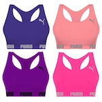 Kit Tops Puma Nadador sem Costura - 4 Unidades - Feminino ROSA/ROXO