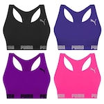 Kit Tops Puma Nadador sem Costura - 4 Unidades - Feminino PRETO/ROXO