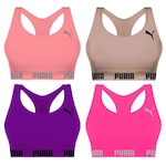 Kit Tops Puma Nadador sem Costura - 4 Unidades - Feminino Roxo/Rosa