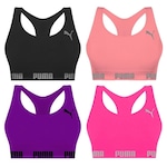 Kit Tops Puma Nadador sem Costura - 4 Unidades - Feminino ROXO/PRETO