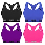 Kit Tops Puma Nadador sem Costura - 4 Unidades - Feminino Azul/Roxo