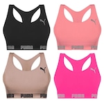 Kit Tops Puma Nadador sem Costura - 4 Unidades - Feminino ROSA/PRETO