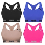 Kit Tops Puma Nadador sem Costura - 4 Unidades - Feminino PRETO/AZUL