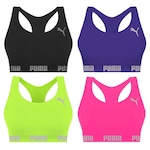 Kit Tops Puma Nadador sem Costura - 4 Unidades - Feminino PRETO/VERDE