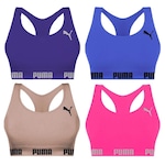 Kit Tops Puma Nadador sem Costura - 4 Unidades - Feminino ROSA/AZUL